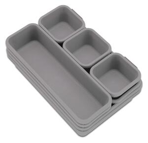 Set di 8 organizzatori per cassetti in plastica grigi - Addis
