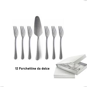 Confezione a libro 13 pezzi, forchettine pi� paletta dolce Impero Retro, Acciaio inox (Aisi 304) vintage