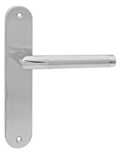 Set maniglia cieca DOMINO | Set con placca lunga | Maniglia per porte di camere, uffici, cantine e interne | Forma a L | Ferramenta per porte in acciaio inossidabile | Set maniglia color argento | SPECTRA INX
