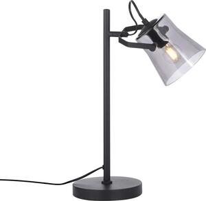 Lampada da tavolo LED JUST LIGHT TINULA, design industriale, faretti orientabili, nera; soggiorno, camera da letto, corridoio, sala da pranzo, ufficio