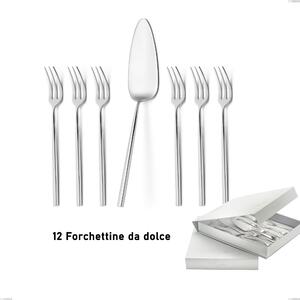 Confezione a libro 13 pezzi, forchettine pi� paletta dolce kyoto, Acciaio inox (Aisi 304) inox lucido