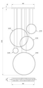 Lampadario a cavo LED SATURNO LED/100W/230V dorato