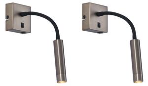 Set di 2 Applique Moderne Color Canna di Fucile con USB-C - Gosna