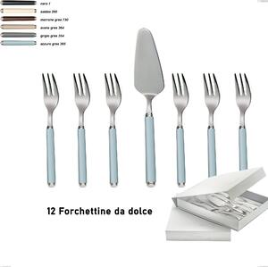 Confezione a libro 13 pezzi, forchettine pi� paletta dolce linea gres, acciaio 18/10 aisi 304 manici in acrilico