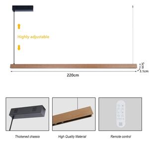 Immax NEO 07305L - Lampadario LED dimmerabile su cavo MADEIRA 44W/230V Wi-Fi Tuya 202 cm rovere