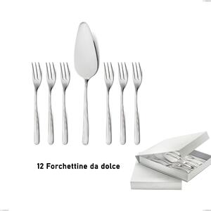 Confezione a libro 13 pezzi, forchettine pi� paletta dolce medea, Acciaio inox Aisi 304 lucido, spessore 3 mm