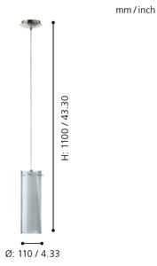 EGLO 90304 - Lampadario a sospensione PINTO NERO 1 x E27/60W fumé