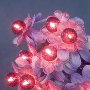 Catena luminosa decorativa con fiori in tessuto viola, 10 pezzi, 1,35 m Konstsmide 1378-451