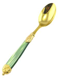Cucchiaino da caff� Mirage in Ghiere oro Tin Gold 18.10 (AISI 304) manico perlato doppia ghiera lavabili in lavastoviglie Verde Perlato