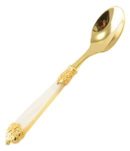 Cucchiaino da caff� Mirage in Ghiere oro Tin Gold 18.10 (AISI 304) manico perlato doppia ghiera lavabili in lavastoviglie Avorio Perlato