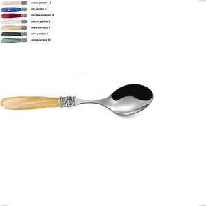Cucchiaino frutta mona lisa, Acciaio 18/10 AISI 304 Lucido manicatura acrilico perlato, lunghezza 188 mm