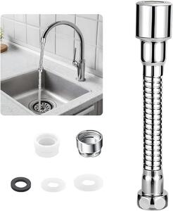 Prolunga per rubinetto da cucina, flessibile, rotazione a 360 gradi, 30 cm, colore argento