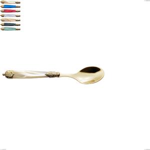 Cucchiaino caff� Mirage Perlato Tin gold, acciaio 18.10 con finitura pvd dorata colorato, manici in metacrilato, lunghezza 152 mm