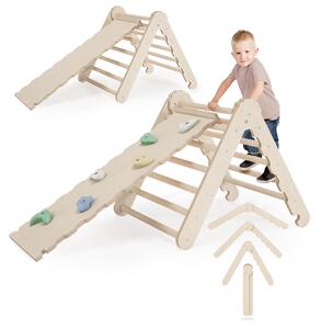 Struttura di arrampicata per interni MAMOI®, triangolo di arrampicata in legno con scivolo, torre di arrampicata con tavola di scorrimento, arco di arrampicata con scivolo per bambini, arco in legno per parco giochi da 1/2/3 anni