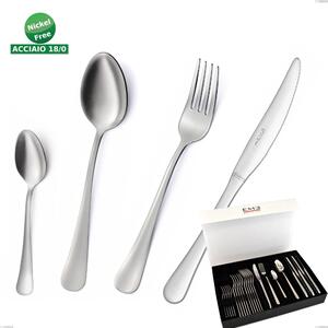 Set di posate 24 pezzi Oxford Sabbiato in confezione panoramica a libro coltello economico Oxford Sabbiato , Acciaio 18/0 (aisi 430) Acciaio Sabbiato, spessore 2 mm mm