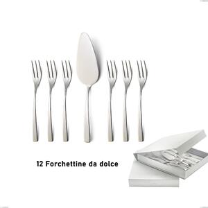 Confezione a libro 13 pezzi, forchettine pi� paletta dolce Onda, Acciaio inox (Aisi 304) lucido