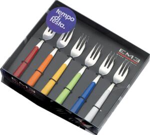 Set Forchettine da Dolce Colorate 6 pezzi BRIO in acciaio 18/C in confezione regalo