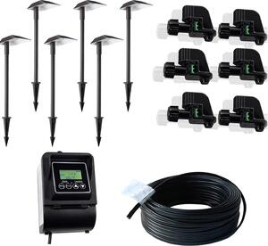 FANZTOOL Illuminazione da giardino a LED 6x, 23 m, IP65, 3000K, con alimentazione, bassa tensione, timer e unità di controllo
