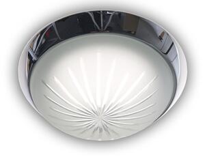 Lampada da soffitto rotonda in vetro smerigliato satinato con anello decorativo cromato, Ø 35 cm, lampada da corridoio