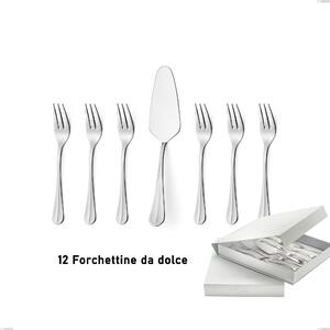 Confezione a libro 13 pezzi, forchettine pi� paletta dolce Royal, acciaio 18-10 lucido, spessore 2.5 mm