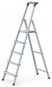 Scala a pioli Zarges in alluminio a 5 gradini, 1 lato, piattaforma H 1030 mm, 4,2 kg, montanti anodizzati - 44155