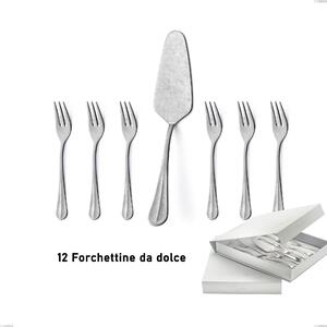 Confezione a libro 13 pezzi, forchettine pi� paletta dolce Royal Retro, Acciaio inox 18-10 finitura vintage, spessore 2.5 mm