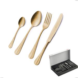 Confezione Panoramica 30 pezzi Royal Retr� PVD Gold, Acciaio 18/10 antico, spessore 2.5 mm, pvd oro