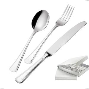 Confezione a libro 13 pezzi, forchettine pi� paletta dolce Savoia Argentato 3 mm spessore argento 25 micron, Acciaio inox 18/10 (AISI304) Argento 25 micron, spessore 3 mm