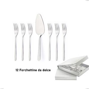 Confezione a libro 13 pezzi, forchettine pi� paletta dolce Venice, Acciaio inox 18/10 (AISI304), spessore 4.00 mm