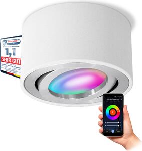 SSC-LUXon CELI-1WM Faretto da superficie bianco piatto orientabile con WiFi LED RGB+ Smart - Faretto da soffitto compatibile con Alexa, Siri e Google