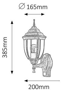 Rabalux 8458 - Lampada da esterno con sensore NIZZA 1xE27/60W/230V