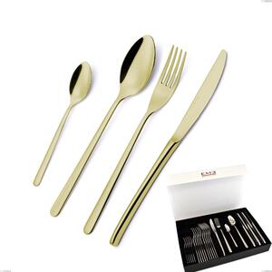 Confezione panoramica a libro 24 pezzi Venice Tin Gold, Acciaio Inox 18-10 trattamento pvd oro, spessore 4 mm