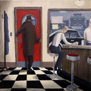 Illustrazione Vintage Diner Scene, Dave Rheaume Artist