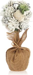 COM-FOUR® Composizione floreale natalizia in vaso - pigne, rametti e bacche in un mazzo di iuta decorativo - composizione floreale fatta a mano come decorazione da tavola