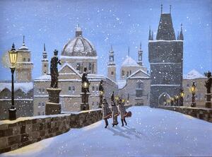 Illustrazione Prague Musicians Cross the Karluv Most, Dave Rheaume Artist