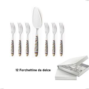 Confezione a libro 13 pezzi, forchettine pi� paletta dolce vero butterfly, acciaio 18.0 nickel free, manicatura pbt sublimato acciaio lucido
