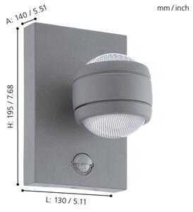 Eglo 96019 - Applique da esterno con sensore SESIMBA 1, 2x LED/3,7W, IP44