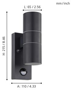 Eglo 32899-LED Applique da esterno con sensore RIGA 5 2xGU10/3W/230V IP44