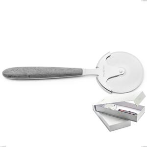 Confezione a libro 1 rotella tagliapizza vero olmo grigio, acciaio 18.0 nickel free, manicatura pbt sublimato acciaio lucido