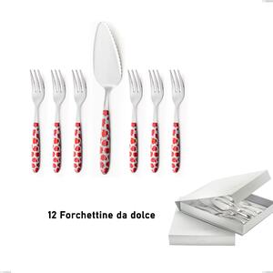 Confezione a libro 13 pezzi, forchettine pi� paletta dolce Vero poppy, acciaio 18.0 nickel free, manicatura pbt sublimato acciaio lucido