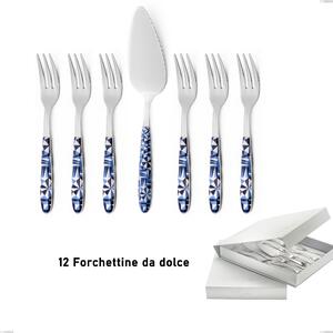 Confezione a libro 13 pezzi, forchettine pi� paletta dolce vero triangle, acciaio 18.0 nickel free, manicatura pbt sublimato acciaio lucido- posate