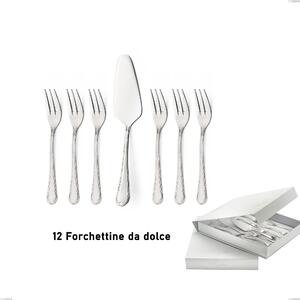 Confezione a libro 13 pezzi, forchettine pi� paletta dolce Luigi XVI, Acciaio Inox 18.10 (AISI304), spessore 3.00 mm