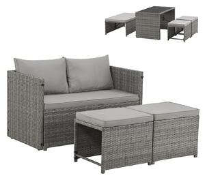 SVITA ATHINA Set di sedute da esterno, mobili da giardino, mobili da balcone in polyrattan grigio