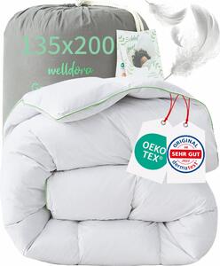 Piumino Welldora Comfort 135x200 invernale - 100% piume e piumino extra morbidi - Piumino anallergico - Piumino invernale extra caldo e spesso, Oeko-Tex