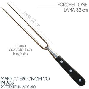 Forchettone forgiato Manici in POM per alimenti 28 cm colore nero. resistente in lavastoviglie