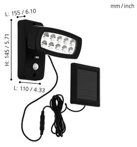 Eglo 98187 - Applique solare a LED con sensore PALIZZI LED/1,2V IP44