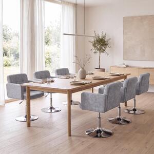 Set da 6 sedie da pranzo Houston, sedie girevoli in Similcuoio scamosciata e cromo, certificate MVG ~ grigio vintage