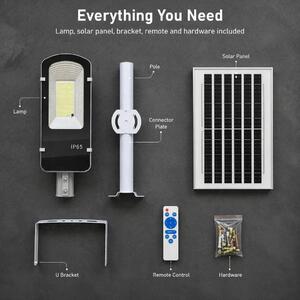 Lampada solare da esterno - Lampione stradale - Batteria al litio da 8000 mAh - Alluminio - LED - Grado di protezione IP65 (resistente all'acqua) - Dimmerabile - 5 metri