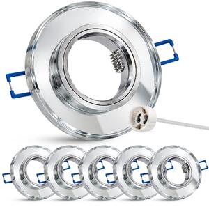 SSC-LUXon 6x ALINA faretto da incasso in vetro rotondo riflettente con attacco per GU10 o modulo - dimensione del foro della luce da incasso a soffitto 60-70mm