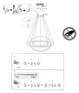 Lampadario LED dimmerabile su cavo CIRCLE LED/15W/230V + LED/20W + LED/25W